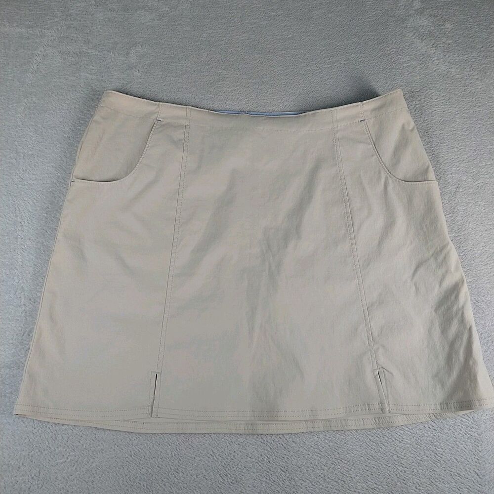 Title Nine Skort Size 14 Beige Nylon Stretch Side Zip Hiking Tennis Active